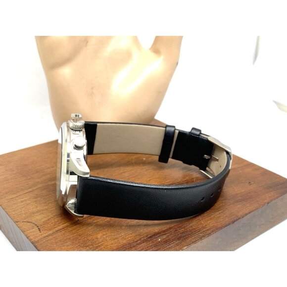 Seiko Men's Watch SSB007 Quartz Chronograph Black Dial Leather Strap 40mm - Picture 9 of 14